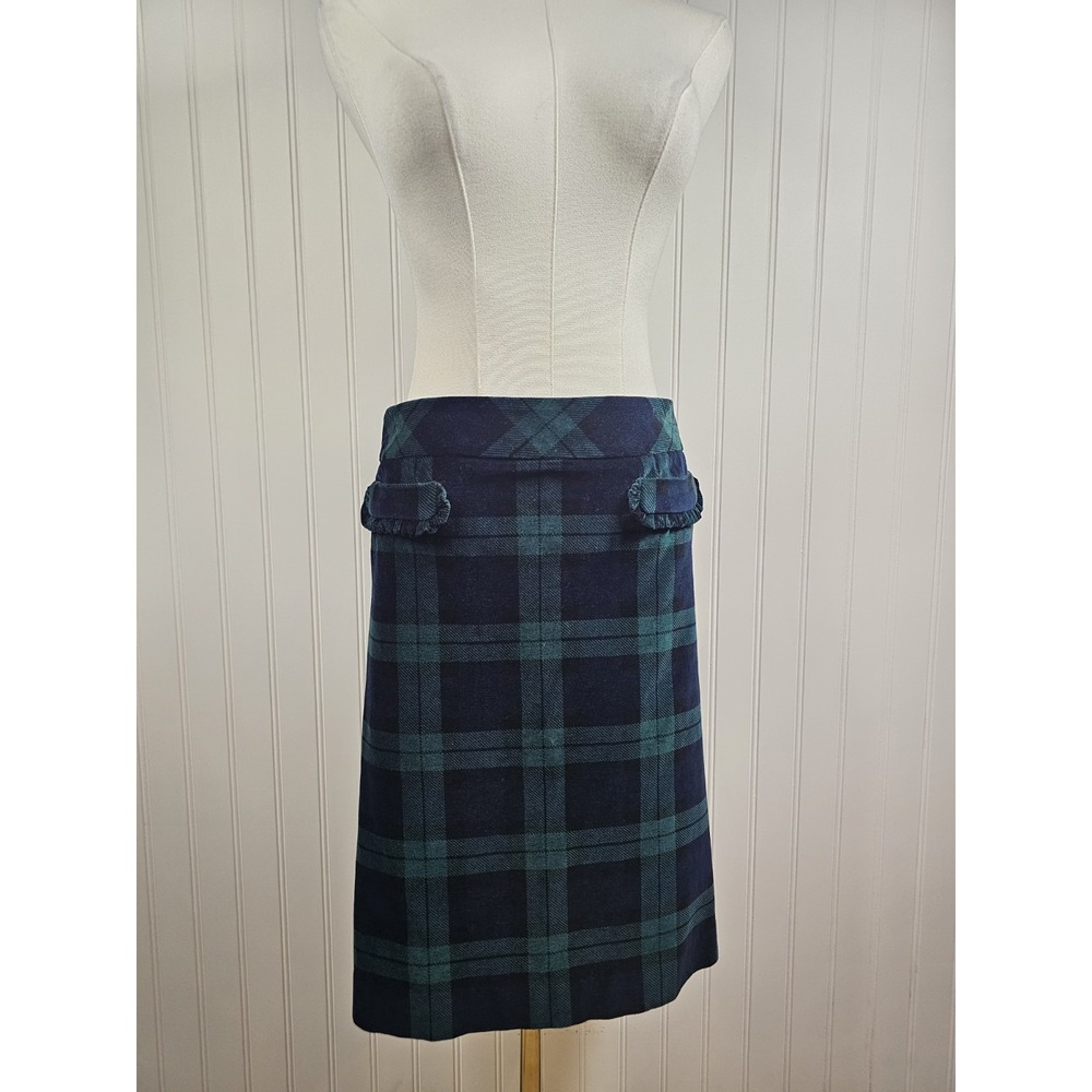 Talbots Blackwatch Tartan Plaid Velvet Skirt Women's 12P Holiday Preppy
